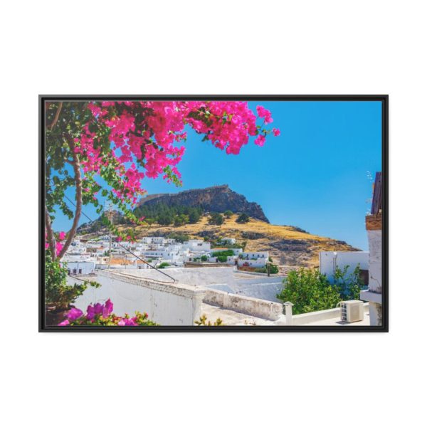 Lindos And Flowers Framed Canvas