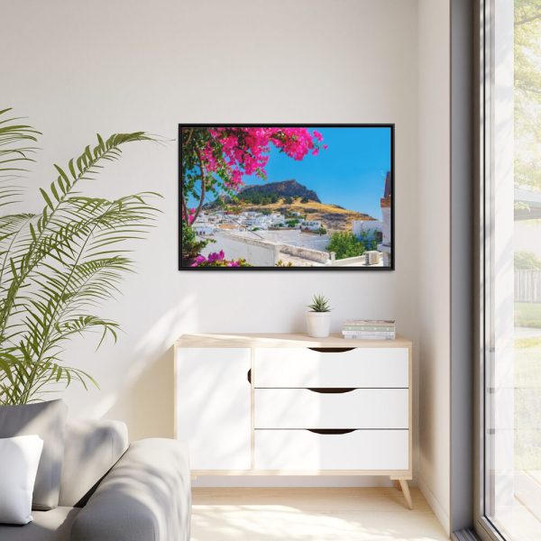 Lindos And Flowers Framed Canvas