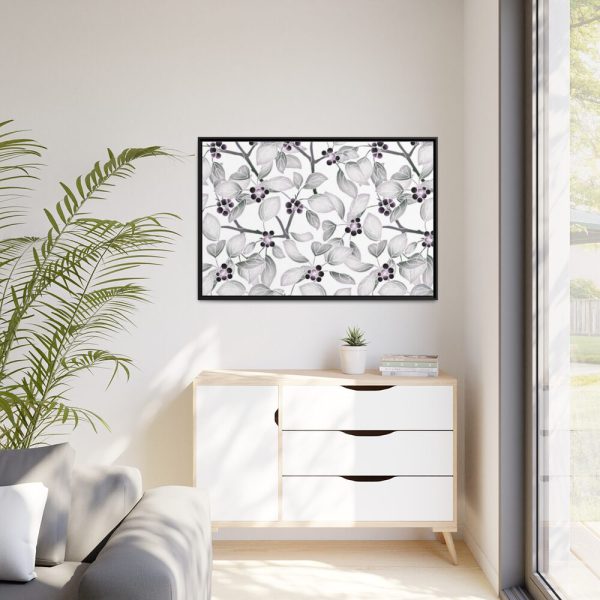 88289-48.jpg Grey Floral Pattern Framed Canvas