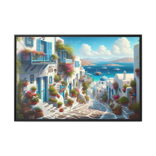 Scene of Greek Island Framed Canvas