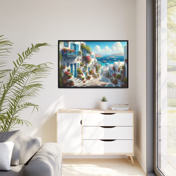 Scene of Greek Island Framed Canvas