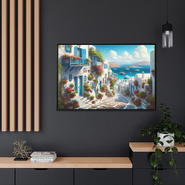 Scene of Greek Island Framed Canvas
