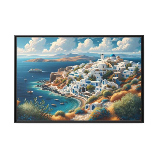 88289-496.jpg Greek Island With Sea Landscape Framed Canvas