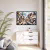 88289-508.jpg Greek Street With Flowers Framed Canvas