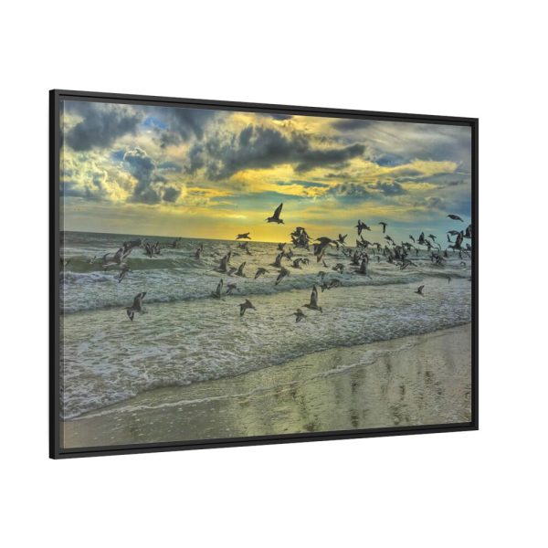 88289-51.jpg Convey of Birds are Flying Duing Sunset Framed Canvas
