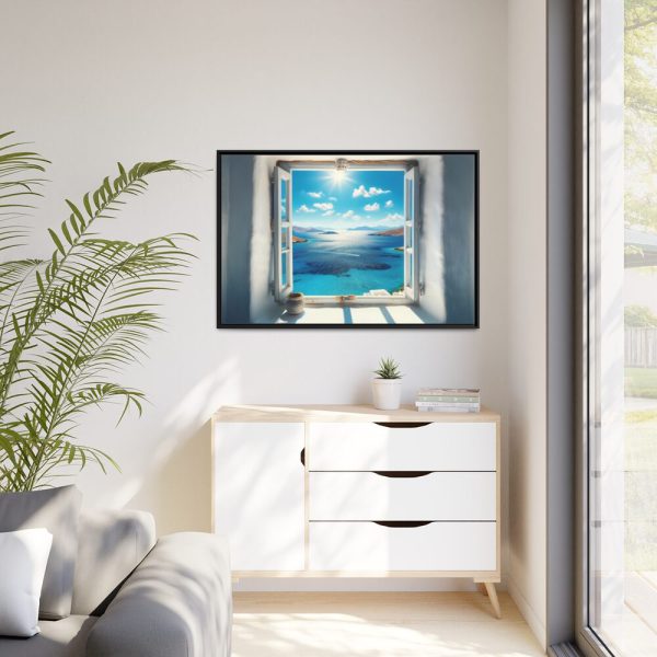 88289-513.jpg View of the Sea From the Window in Greece Framed Canvas