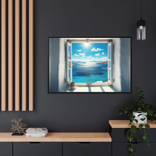 88289-514.jpg View of the Sea From the Window in Greece Framed Canvas
