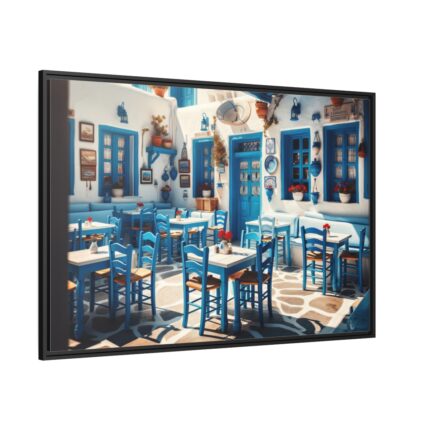 Blue Tavern in Greece Framed Canvas