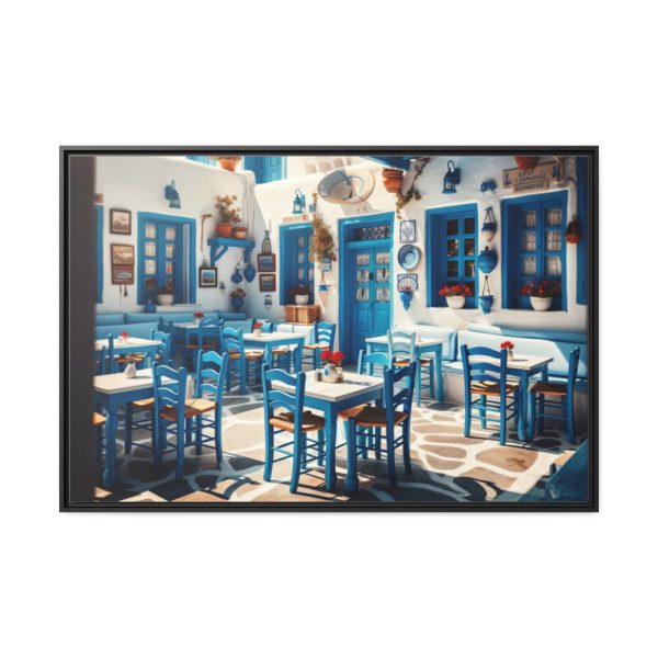 Blue Tavern in Greece Framed Canvas
