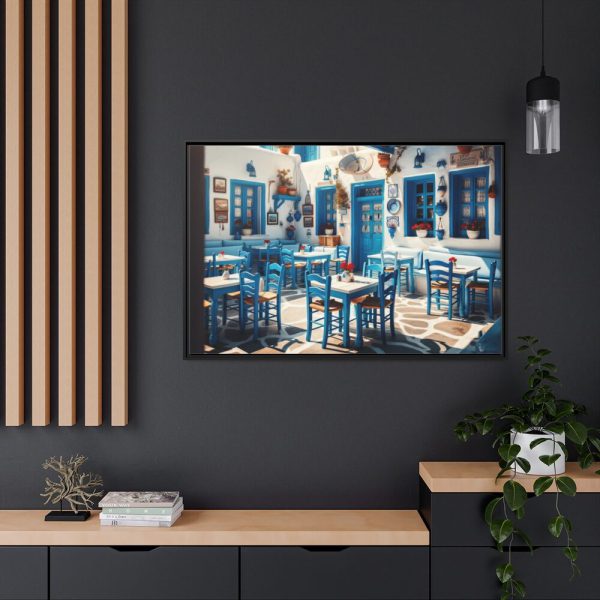 Blue Tavern in Greece Framed Canvas