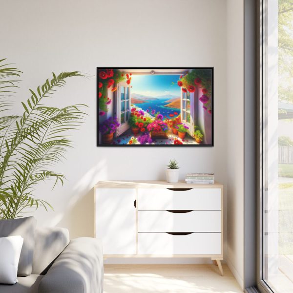 Window View in Greece Framed Canvas