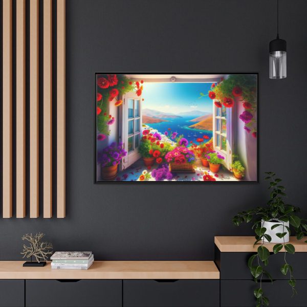 Window View in Greece Framed Canvas