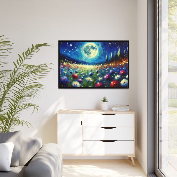 88289-528.jpg Moonlit Field of Colorful Flowers Framed Canvas