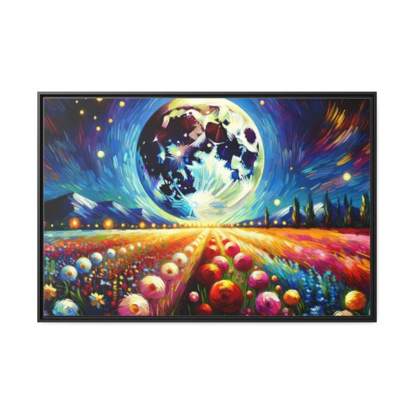 88289-531.jpg Bright Moon Over Vibrant Field of Flowers Framed Canvas
