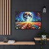 88289-534.jpg Bright Moon Over Vibrant Field of Flowers Framed Canvas
