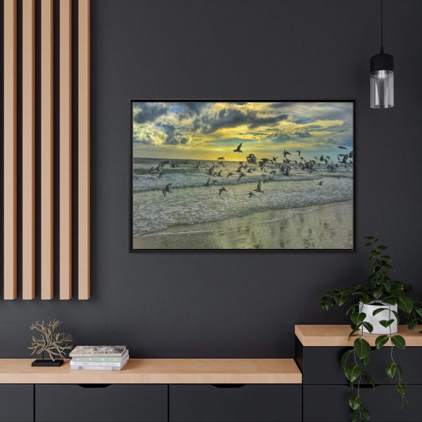 88289-54.jpg Convey of Birds are Flying Duing Sunset Framed Canvas