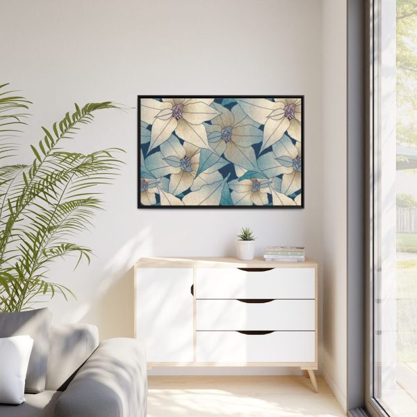 88289-73.jpg Blue Floral Pattern Framed Canvas