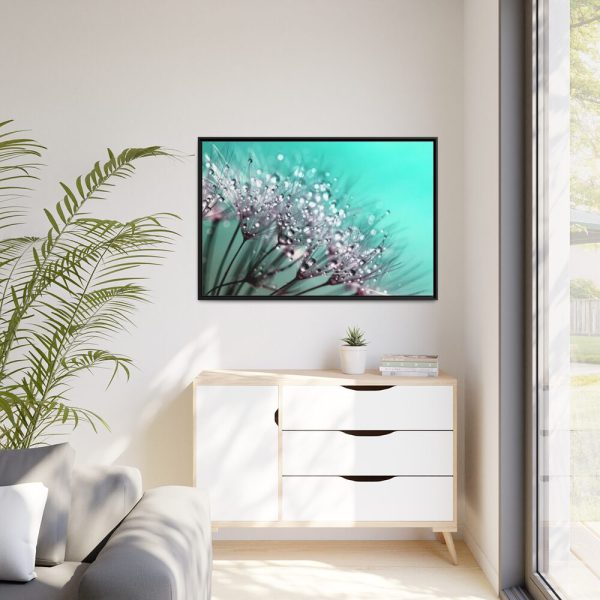 88289-98.jpg Water Droplets Dandelion Seeds Framed Canvas