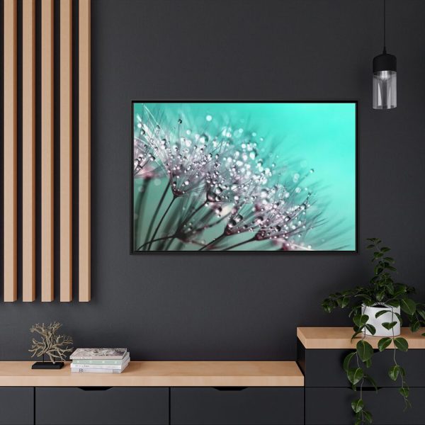 88289-99.jpg Water Droplets Dandelion Seeds Framed Canvas