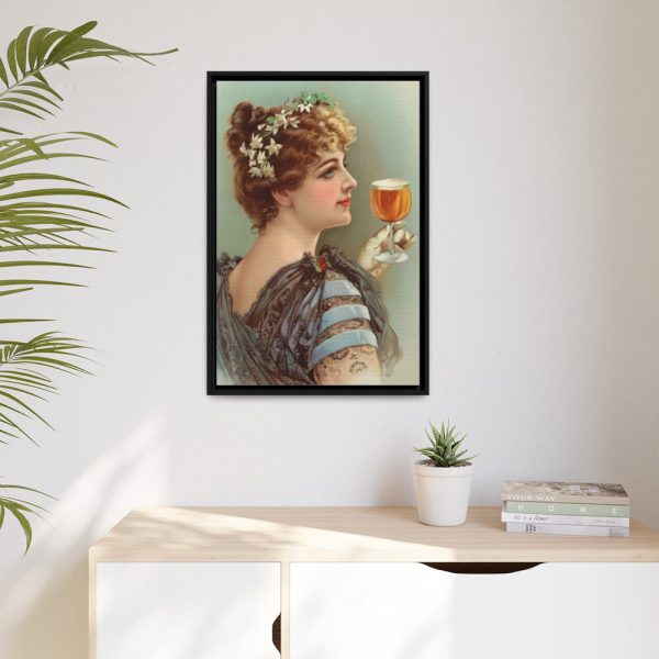 88295-3.jpg Vintage Beer Woman Framed Canvas