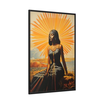 Woman Adoring The Sun Travel Framed Canvas