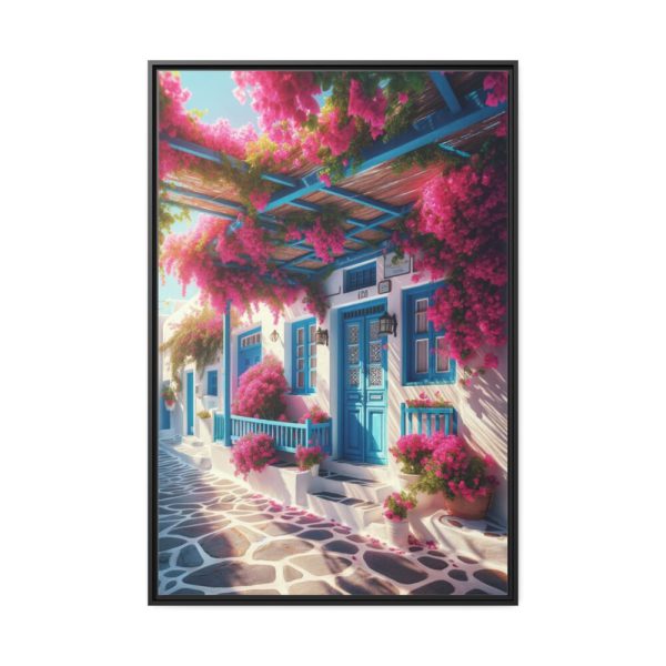 88299-161.jpg Greek Island Street Scene Framed Canvas