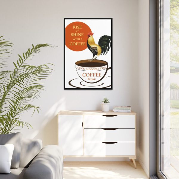 88299-63.jpg Coffee Cup Rooster Retro Framed Canvas