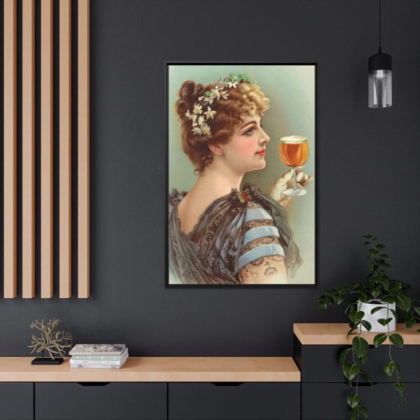 88299-79.jpg Vintage Beer Woman Framed Canvas