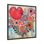 Valentine Doodle Art Paper Framed Canvas