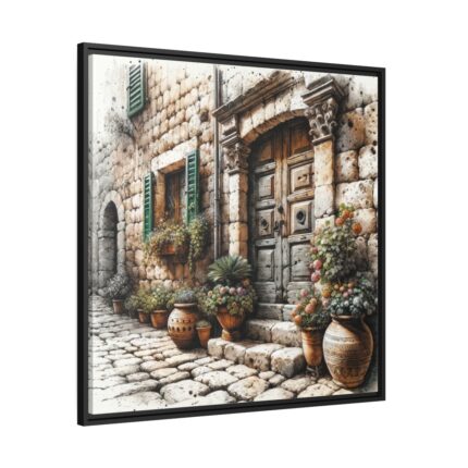 Mediterranean Street Scene Framed Canvas