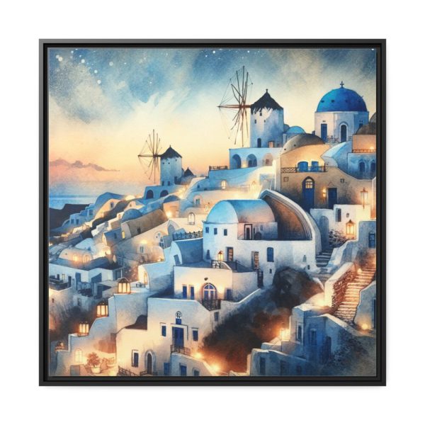 88302-121.jpg Oia Village in Santorini at Night Framed Canvas