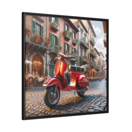 Red Vespa in Italy II Framed Canvas