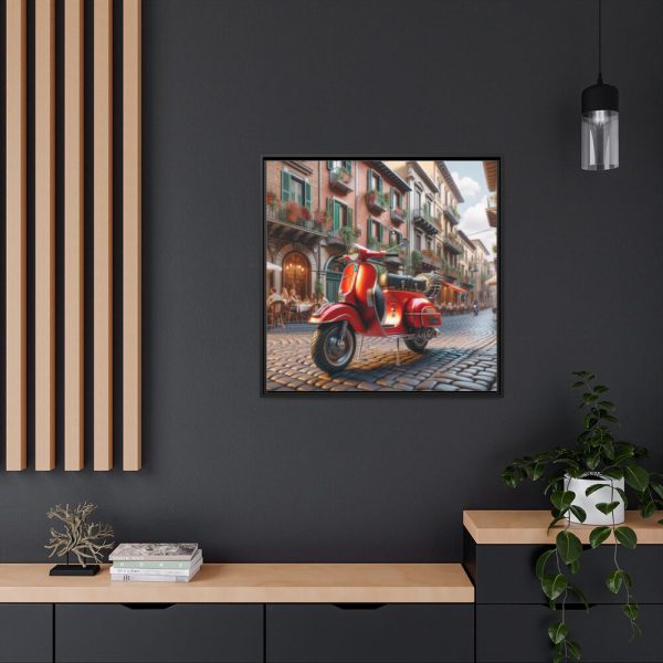 88302-154.jpg Red Vespa in Italy II Framed Canvas