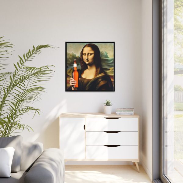 88302-188.jpg Mona Lisa Holding Beer Framed Canvas