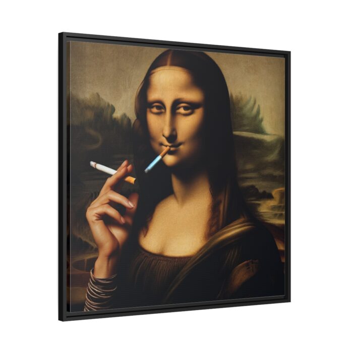 Mona Lisa Casually Smoking Cigarette Framed Canvas - Image 1