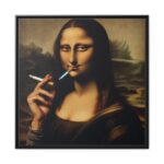 Mona Lisa Casually Smoking Cigarette Framed Canvas - Image 2