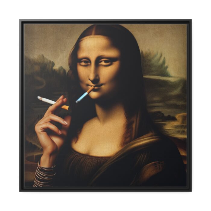 Mona Lisa Casually Smoking Cigarette Framed Canvas - Image 2