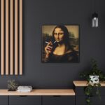 Mona Lisa Casually Smoking Cigarette Framed Canvas - Image 5