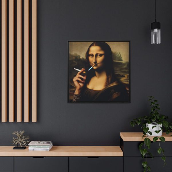 88302-199.jpg Mona Lisa Casually Smoking Cigarette Framed Canvas