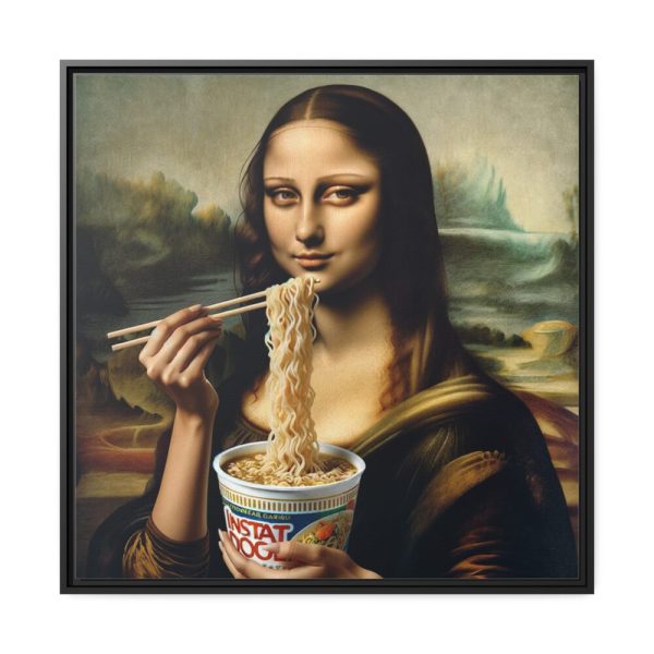 88302-201.jpg Mona Lisa Eating Instant Noodles Framed Canvas