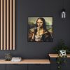 88302-204.jpg Mona Lisa Eating Instant Noodles Framed Canvas