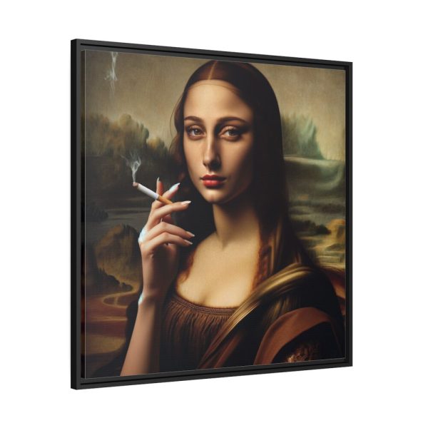 88302-205.jpg Young Girl like Mona Lisa Casually Smoking Cigarette Framed Canvas