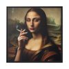 88302-206.jpg Young Girl like Mona Lisa Casually Smoking Cigarette Framed Canvas