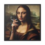 mona lisa cigarette Young Girl like Mona Lisa Casually Smoking Cigarette Framed Canvas