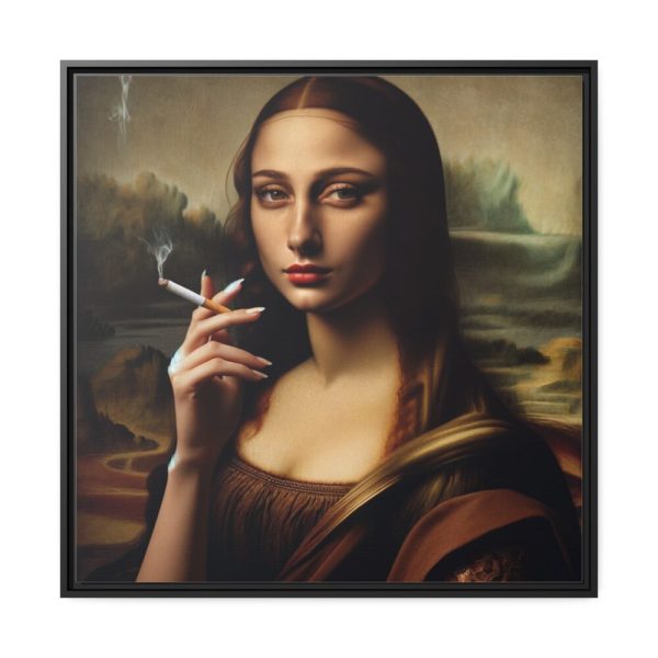 88302-206.jpg Young Girl like Mona Lisa Casually Smoking Cigarette Framed Canvas