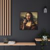 88302-209.jpg Young Girl like Mona Lisa Casually Smoking Cigarette Framed Canvas