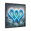 Two Interlocking Neon Hearts in a Graffiti Style Framed Canvas