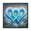Two Interlocking Neon Hearts in a Graffiti Style Framed Canvas