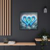 Two Interlocking Neon Hearts in a Graffiti Style Framed Canvas