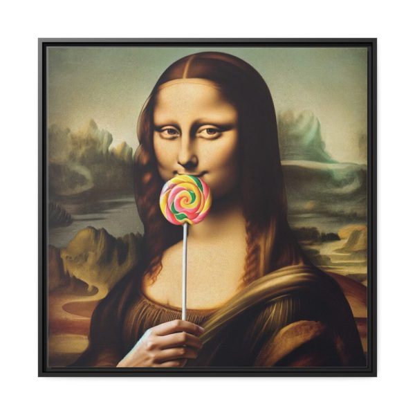 88302-240.jpg Mona Lisa with a Colorful Lollipop Framed Canvas